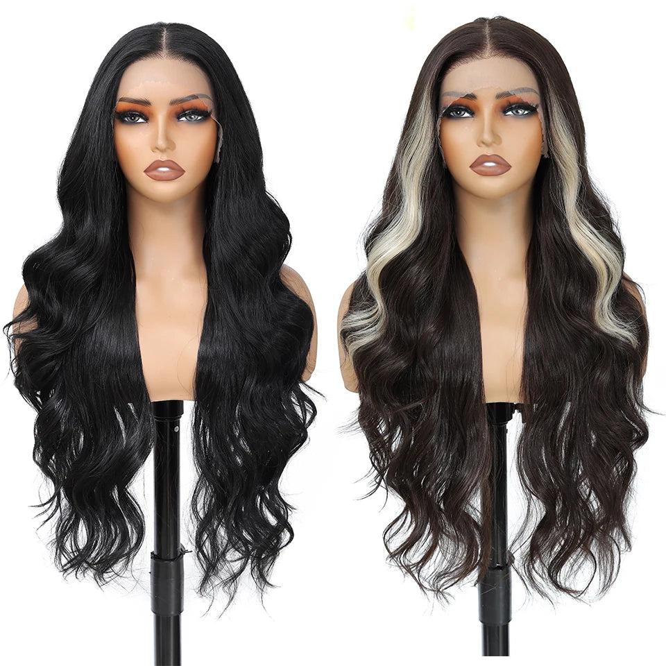 Blonde Synthetic 13*4 Lace Frontal Wigs For Women 30" inch ear to ear glueless wig Body Wave Lace Wig Highlight Cosplay Wigs