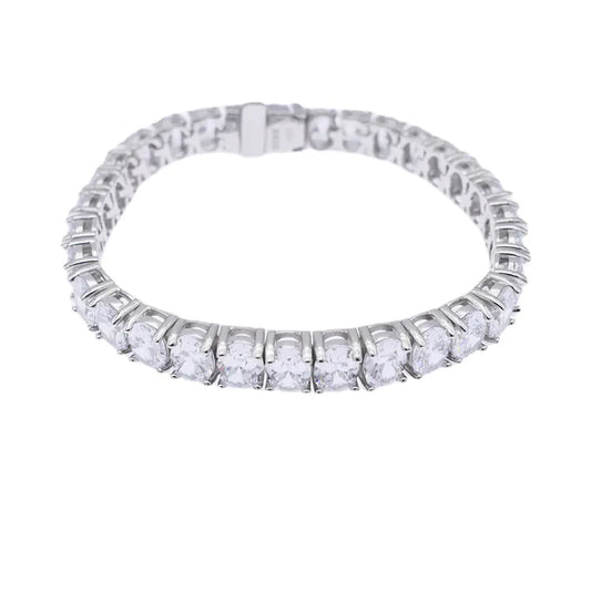 925 Sterling Silver Egg Shaped Zircon Tennis Bracelet