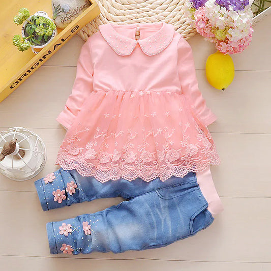 Toddler Girls' Denim Spring 3-Piece Set (Ages 1-3)