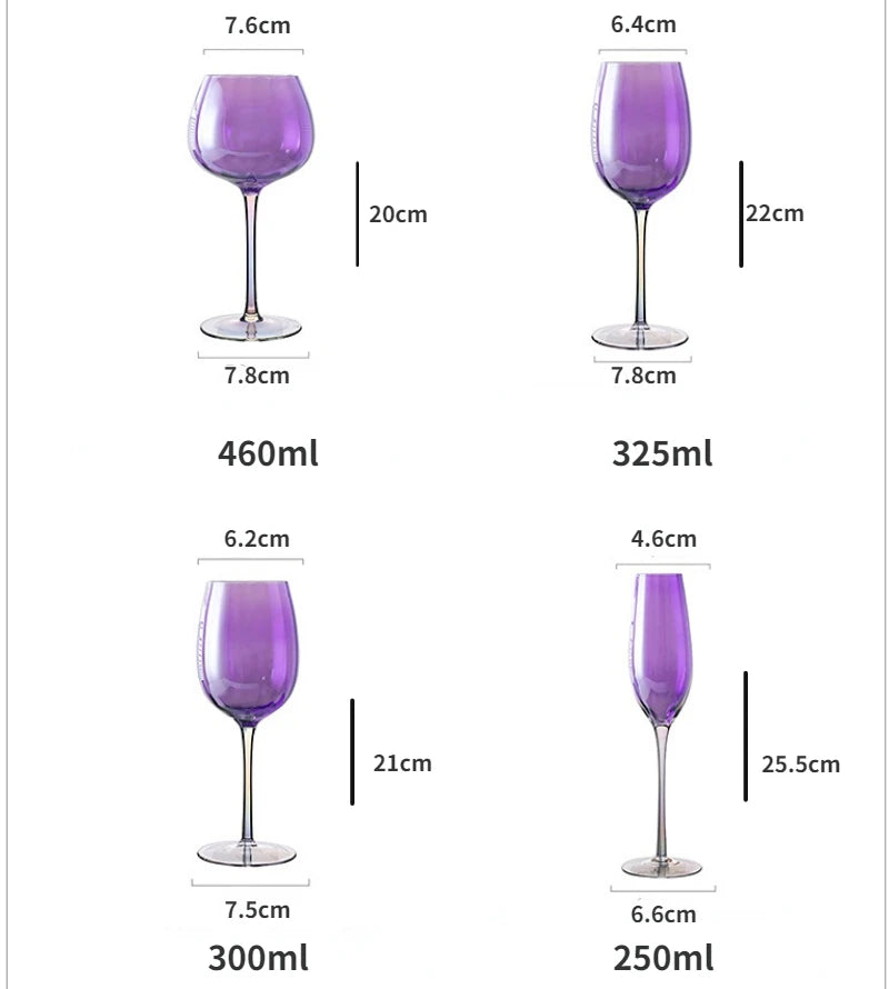 250-500ml Purple Crystal Series Goblet Gather Aroma Red Wine Champagne Cup Family Restaurant Holiday Drinkware Gift