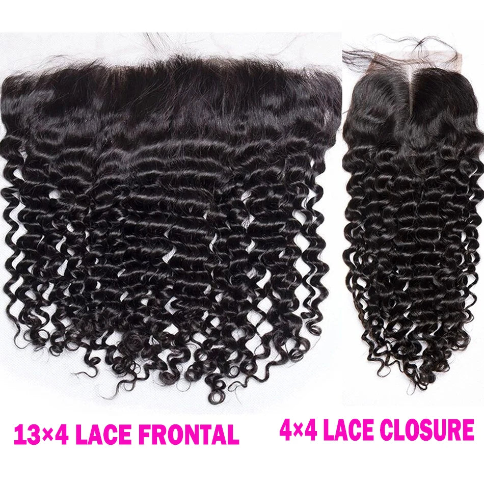 13x4 Water Wave Frontal Human Hair Brazilian Lace Frontal Closure Curly Deep Lace Frontal Closure Human Hair Virgin Hair Closure