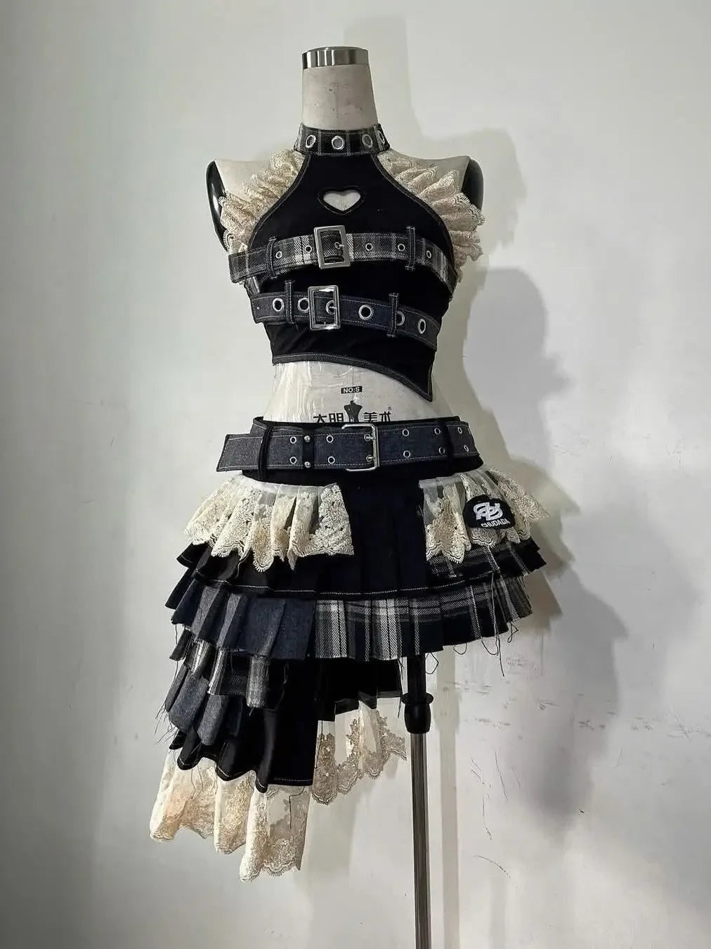 Summer Vintage Elegant Y2K Woman 2 Piece Sets Punk Gothic Strapless Crop Tops +High Waist Ruffle Skirt Female Party Outfits 2025